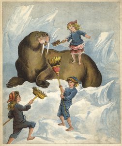 Czyszczenie zębów morsa (chromolitho)